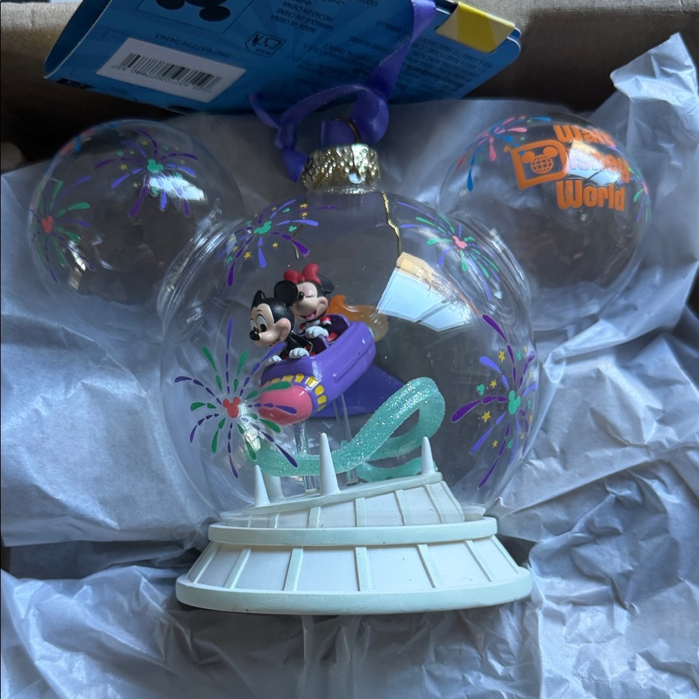 Disney Purple and Blue Mickey and Minnie Holiday Ornament